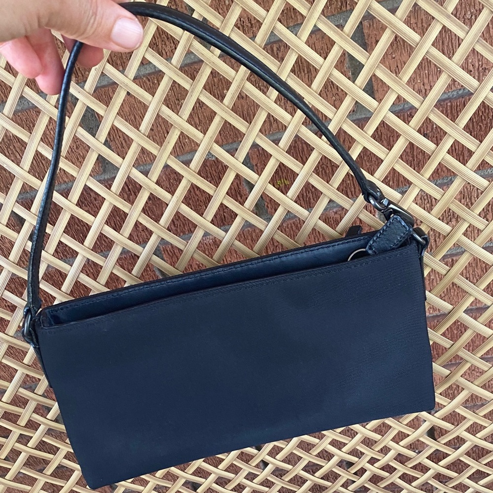 Rare Vintage Mini Coach Baguette Shoulder Bag in Black Nylon / Leather -7407 - Picture 5 of 12